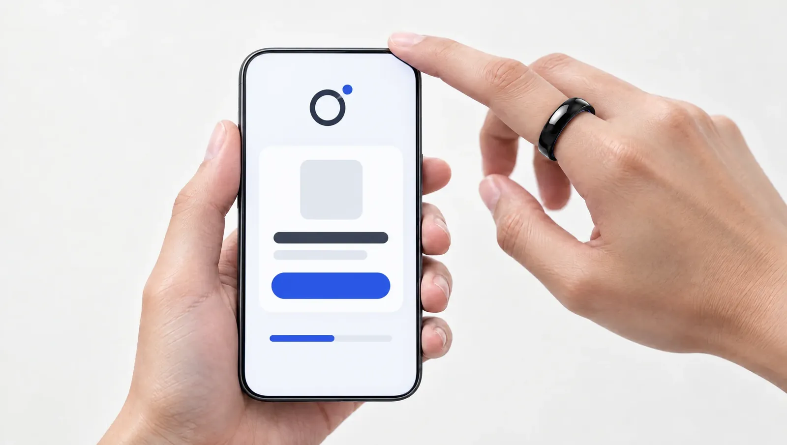 The Ring2Phone app opening on a phone after the ring touches it